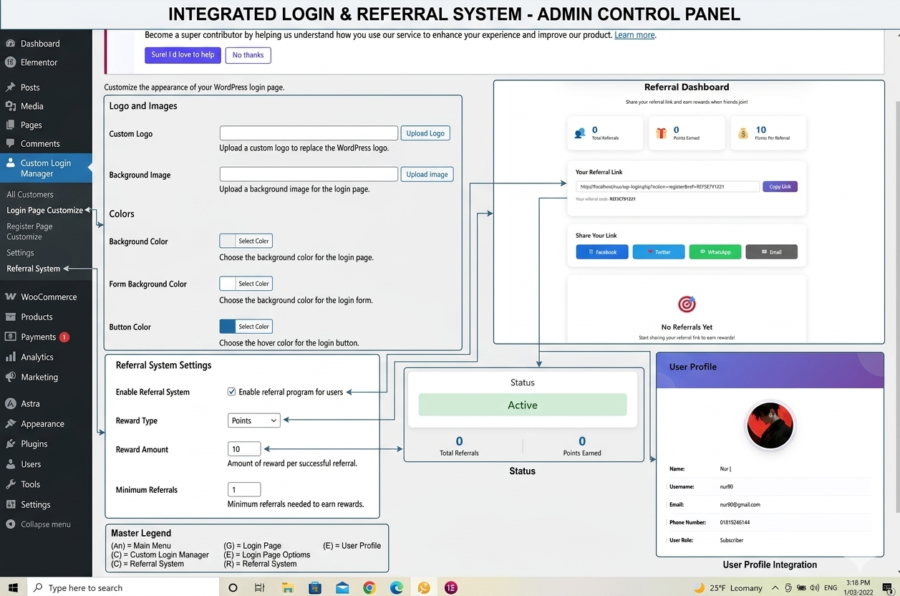 Custom Login & User Manager with Referral Program for WordPress